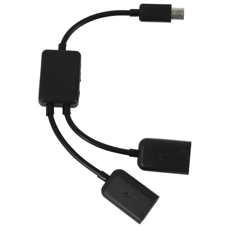 Кабель хоста Micro-USB переходник OTG с папа на 2 USB типа A мама двойным разъемом