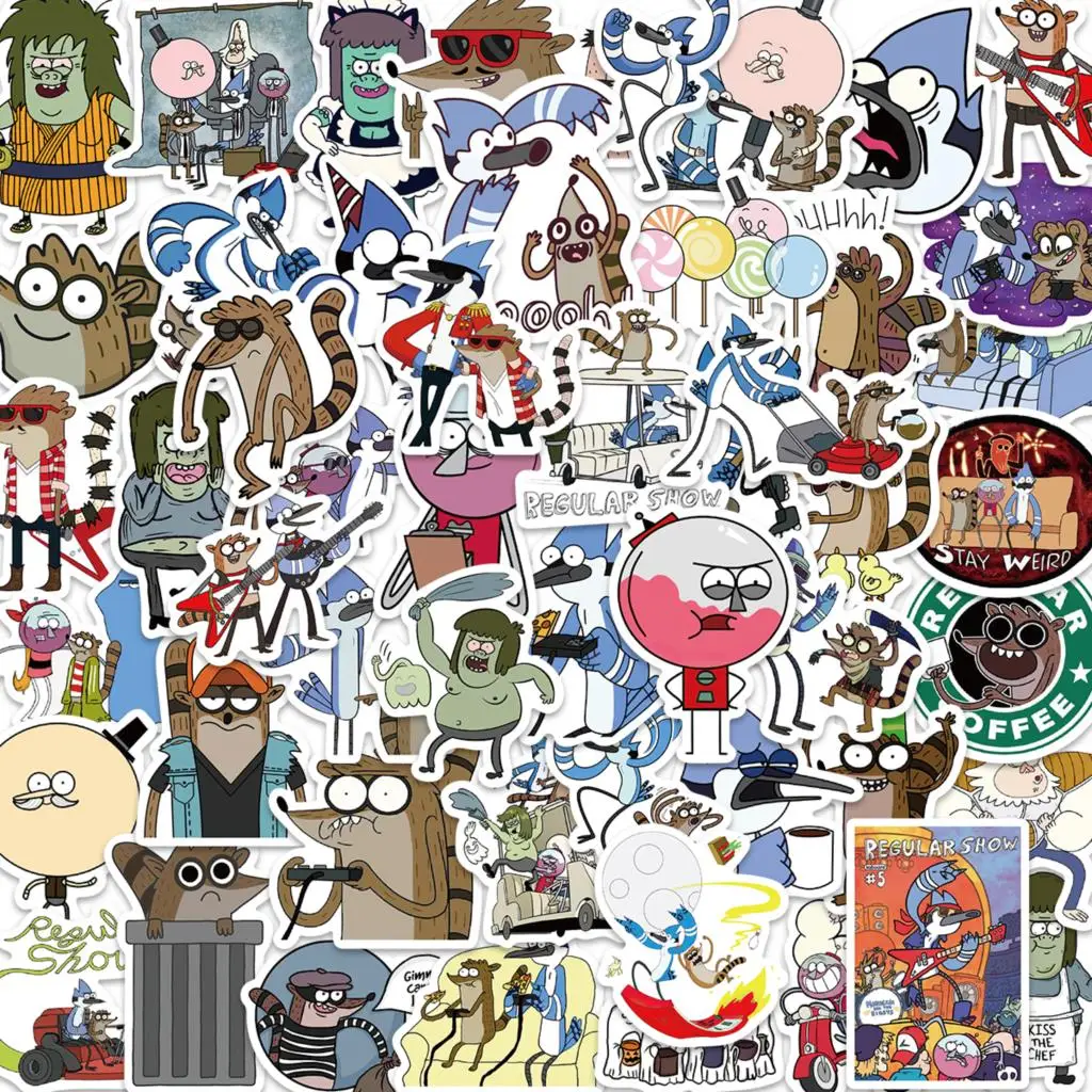 10/52cs/pack Hot TV Regular Show Stickers Cartoon Anime Vinyl Decals for Phone Case Notebook Scrapbooking Decor