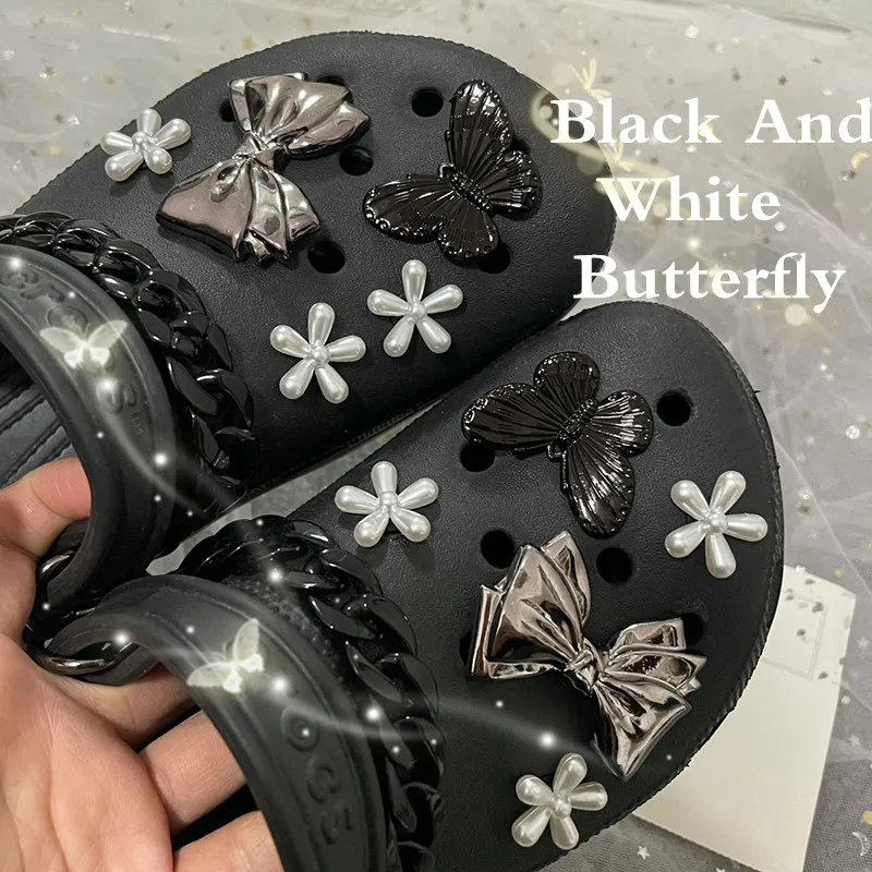 

Бабочка бант цветы металлический набор Ins популярное украшение модные Кроксы шармы дизайнерские Элегантные подарки для мальчиков девочек застежка для сабо