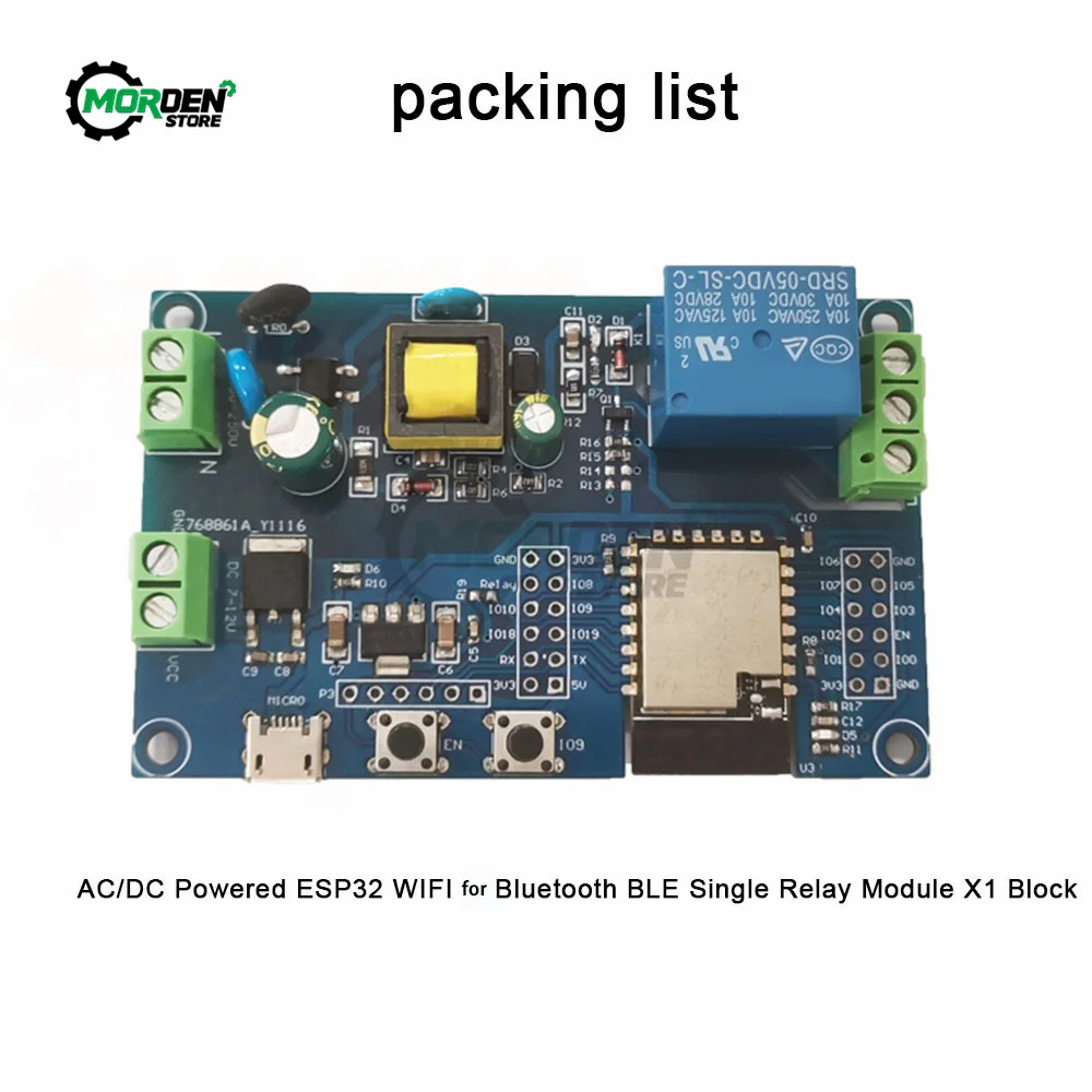 

AC/DCWIFI Bluetooth-совместимый BLE одиночный релейный модуль ESP32-C3/ESP-C3-12F плата разработки питания
