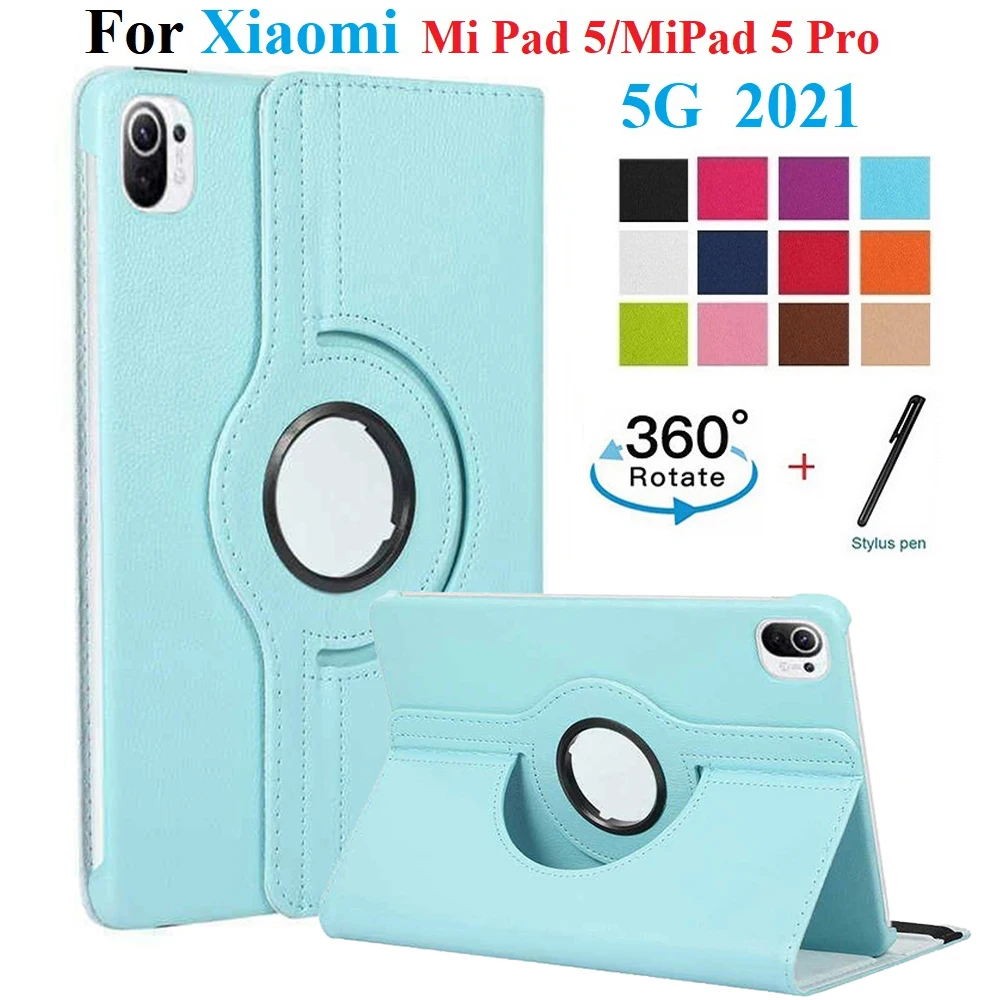 

Case for Xiaomi Mi Pad 5/MiPad 5 Pro 360 Degree Rotation Cover PU Leather Back Cover Protector Folding Style Case Cover with Pen