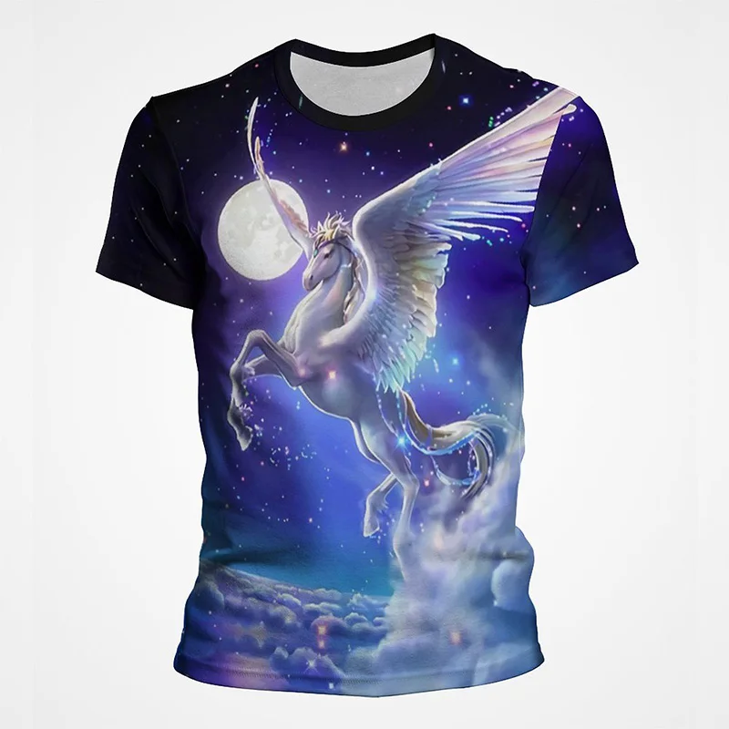 

2023 New Summer Unicorn Horse T Shirts Men And Women O Neck Short Sleeve 3D Print Tees Casual Sport Boys Graphics T Shirt Unisex