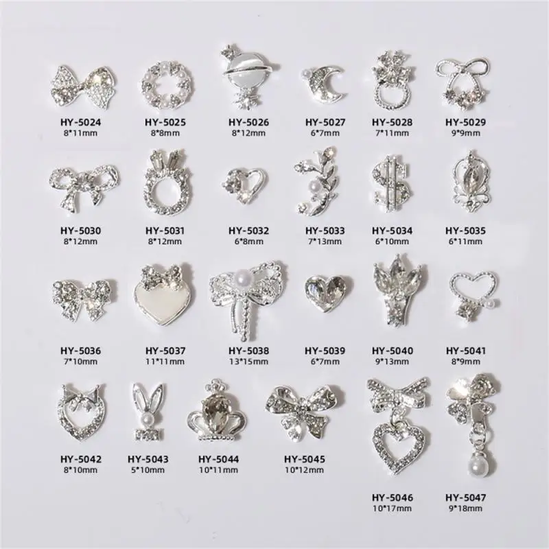 

10Pcs 3D Chic Alloy Rhinestones Crown Silver Nail Art Decoration Tip Glitters DIY Nail Drill Stickers Glue On Nail Hot Sale