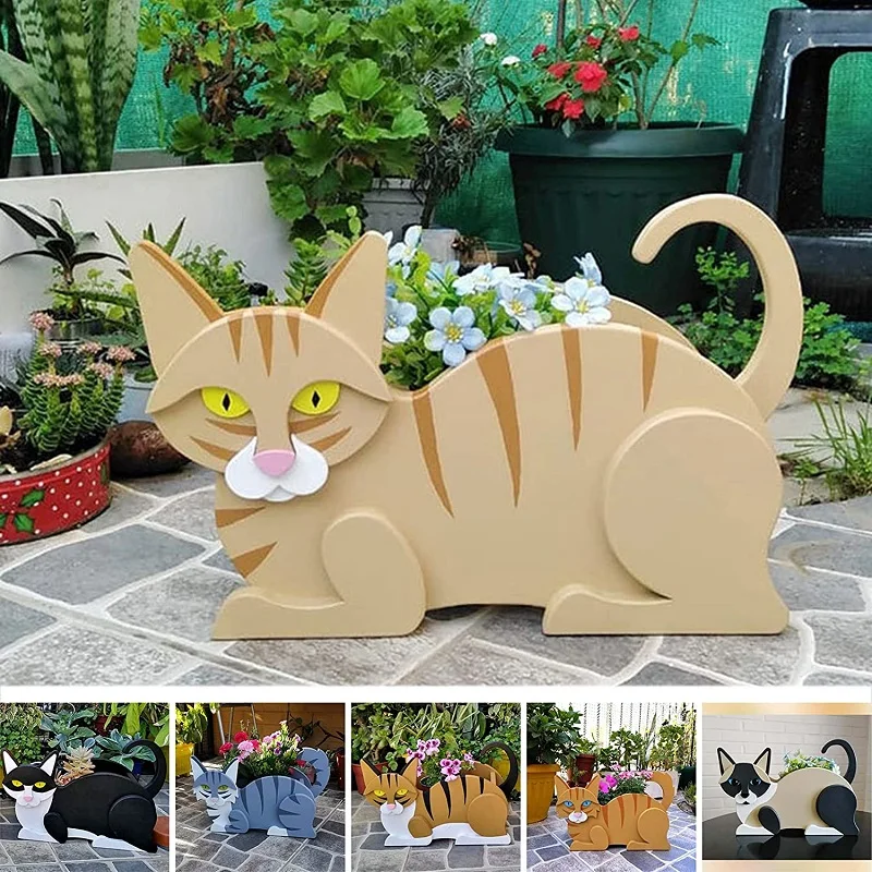 

Плантатор в форме кота, садовый цветочный горшок, кошка, животное, садовая статуя животного, фотография