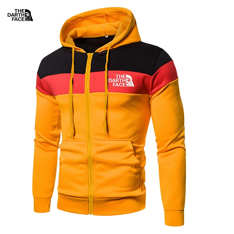 Spring and autumn fleece thermal zipper hooded sweatshirt men's casual three-panel zipper hoodie sweater men's brand coat