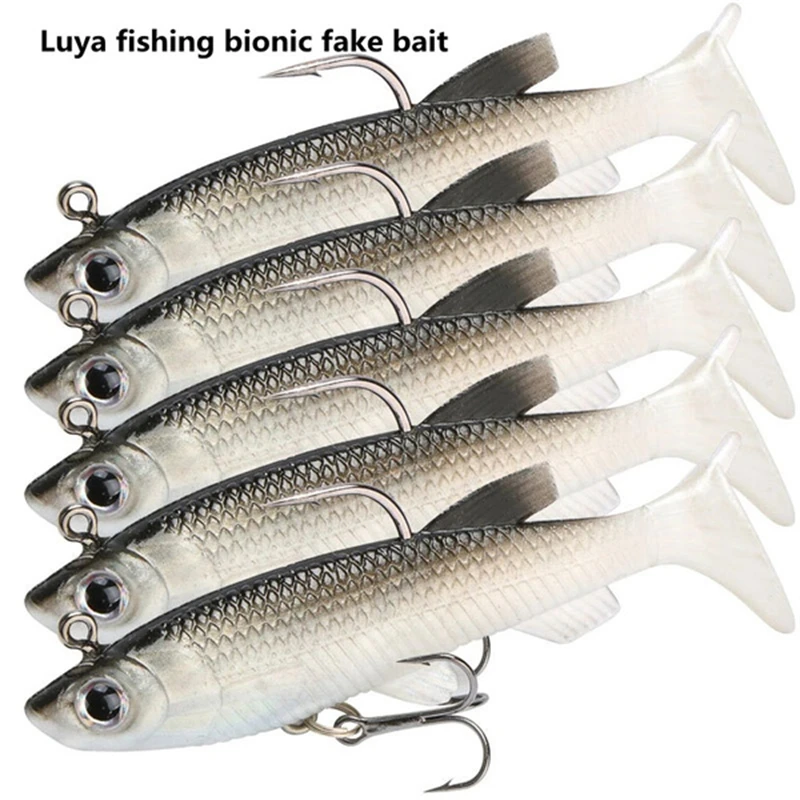 

8cm13g Lead Soft Fishing Lure Luya T tail Wobblers Swimbait Silicone Artificial Bait Carp Fishing Lead Jig Fish Accessories