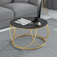nordic minimalist slate living room coffee table modern small round iron end side table luxury gold mirror marble bedside table