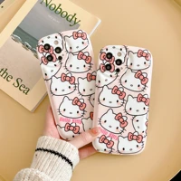 sanrio cute cat hello kitty phone case for iphone 11 12 13 pro max x xs xr decompress airbag cover