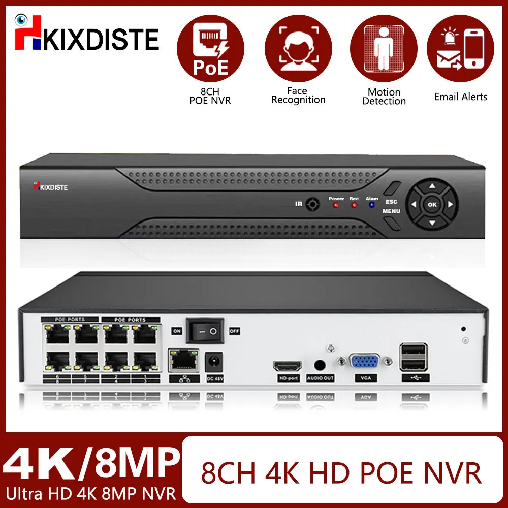 

HKIXDISTE 8CH 4K 8MP PoE сетевой видеорегистратор