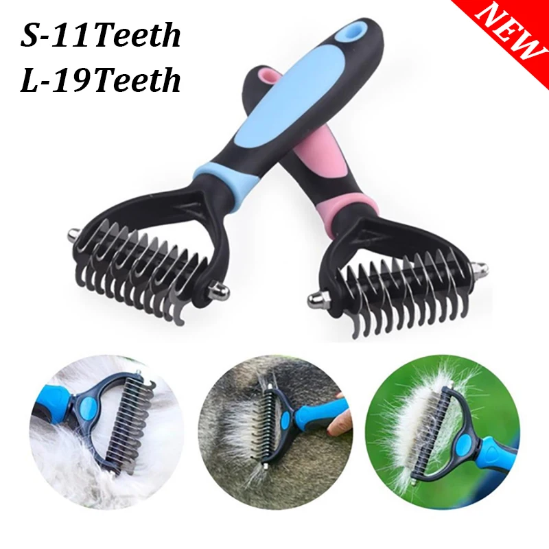 

Dog Cat Comb Pet Fur Knot Cutter Grooming Shedding Tools Hair Remover Brusher Double sided Hairdressing Pet Comb Brush