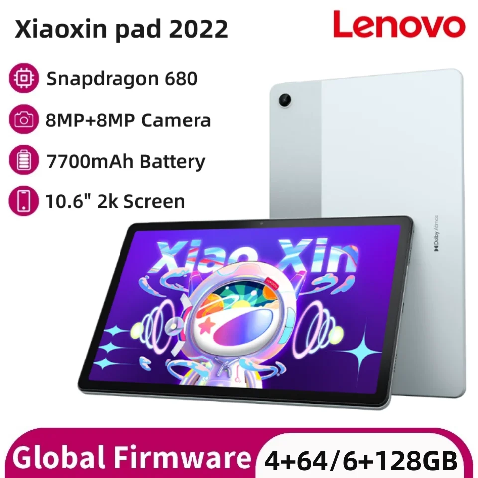

Global Firmware Lenovo Xiaoxin Pad 2022 10.6'' 2K LCD Display 6GB 128GB Snapdragon 680 7700mAh 20W Fast Charger 8MP Android 12