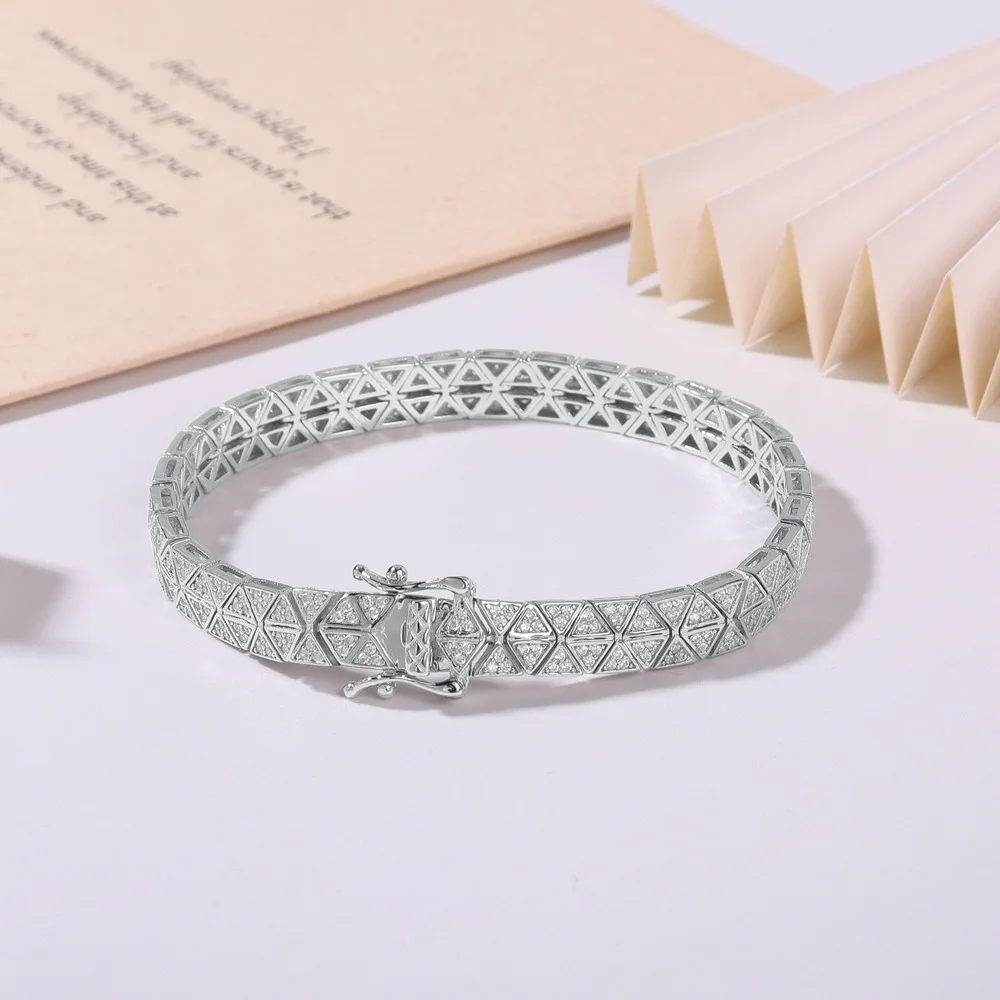 Новый кубинский теннисный браслет для мужчин D VVS1 Lab Diamond стерлингового серебра