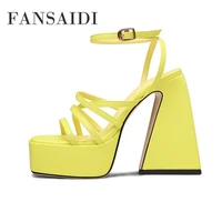 fansaidi waterproof sandals summer fashion womens shoes white new snakeskin chunky heels platform consice sexy 40 41 42 43