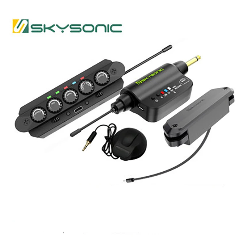 

Skysonic WR2 Wireless Plus Vibration Pickup Folk Acoustic Guitar Free Hole Bluetooth Plus Shock Amplifier Sound Hole Pickup