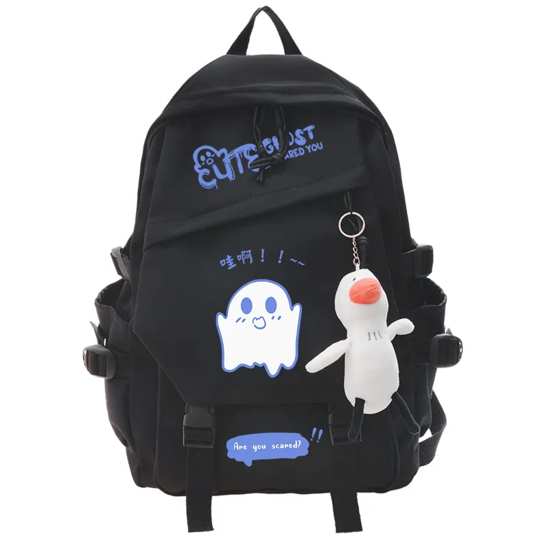 

Kawayi Funny Ghost Backpack Bag Korean Teenagers Waterproof Schoolbag Students Book Pocket Bag For Girls Boys