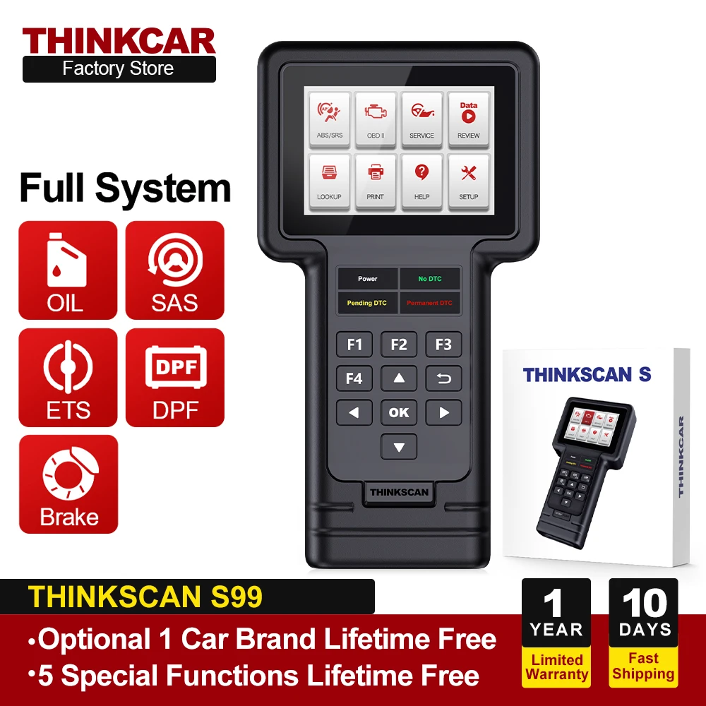 

THINKCAR Thinkscan S99 Auto Full System Code Reader Scanner Oil Brake SAS ETS DPF Reset Diagnostic Tool One Car Brand Free