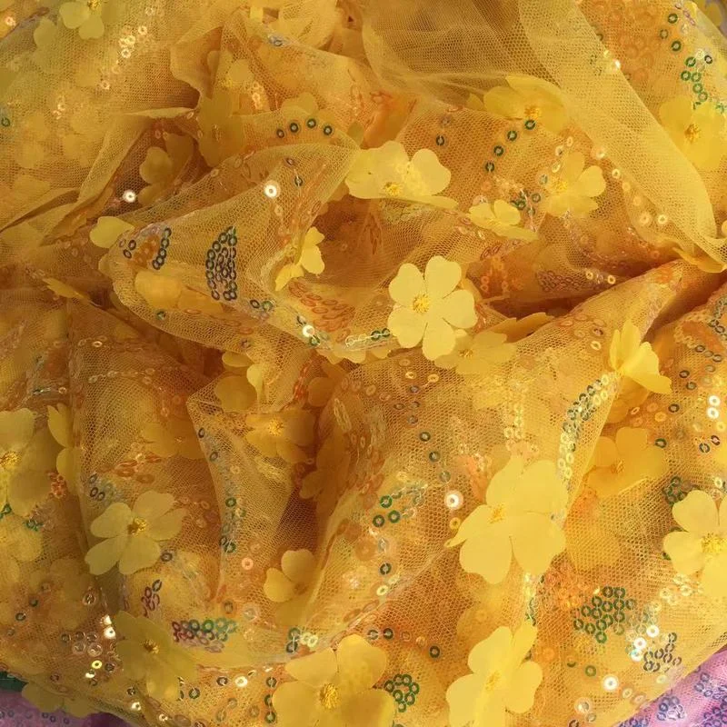 

Кружевная сетчатая ткань с блестками DHANXINZ 130 см