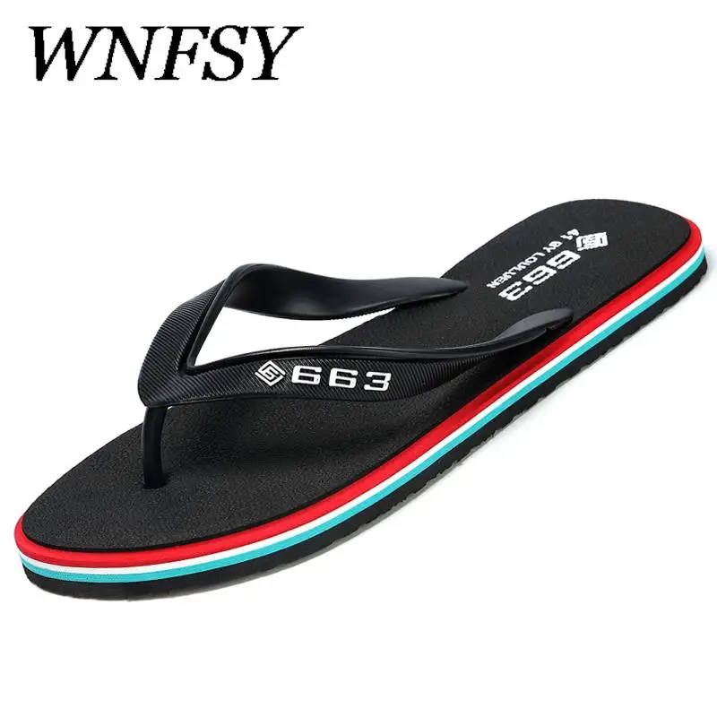 

WNFSY Hot Sale Flip Flops Men Summer Beach Slippers Men Fashion Breathable Sandals Casual Men Slippers Beach Outdoor