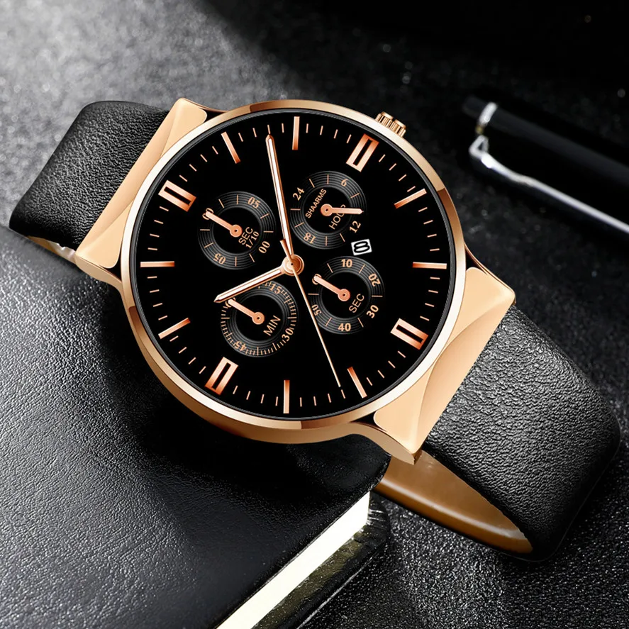 

SMVPMen Leather Belt Business Watch Men Luxury Sport Quartz Wrist Watches Quartz Calendar Clock Montre Homme Relogio Masculino