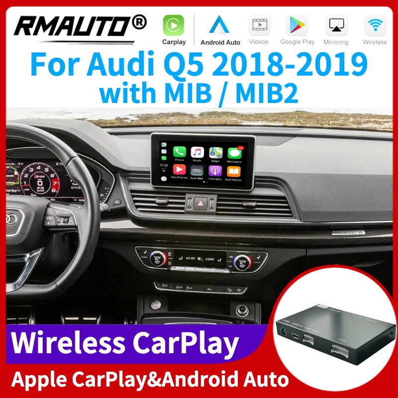 

RMAUTO Wireless Apple CarPlay MIB MIB2 for Audi Q5 2018-2019 Android Auto Mirror Link AirPlay Support Reverse image Car Play