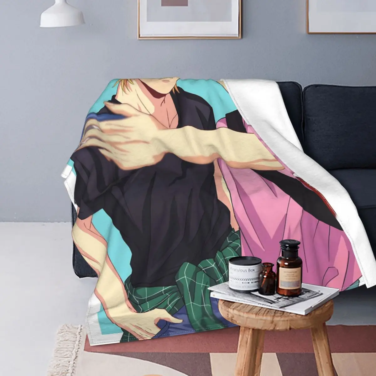 

Banana Fish Anime Yaoi Knitted Blankets Coral Fleece Plush Ash Lynx Eiji Soft Throw Blanket for Home Couch Bed Rug