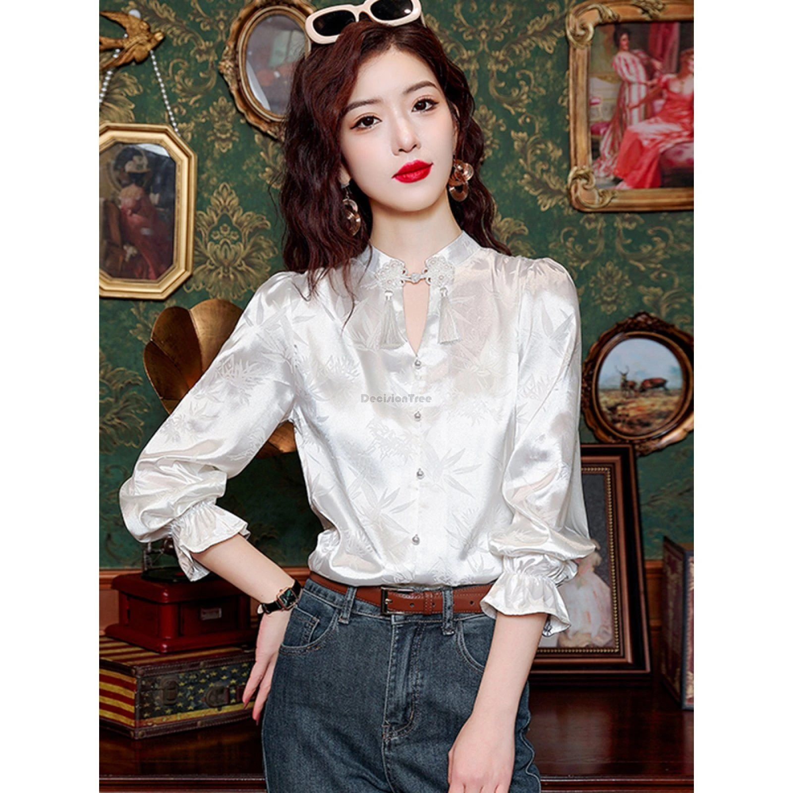 Новинка 2024 винтажный Модный костюм Тан в китайском стиле элегантный топ с