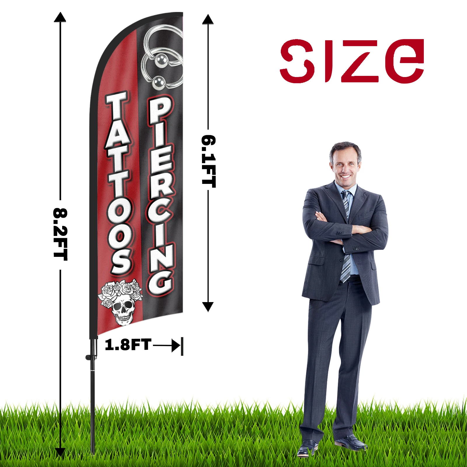 FSFLAG 1 шт. 280 см тату-флаг с перьями флаг флагштоком рекламный наружный баннер