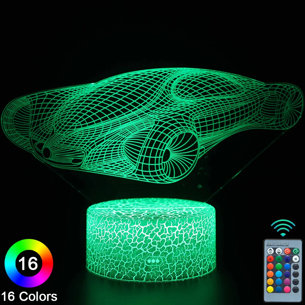 

Светодиодные ночные 3d-светильники в спортивном автомобиле, сенсорный пульт дистанционного управления, настольная лампа, декор для комнаты,...