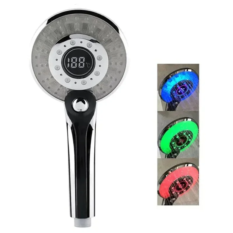 

1 шт. светодиодная насадка для душа, цифровой контроль температуры, распылитель для душа, 3 режима распыления, водосберегающий фильтр, аксессуары для душа, ванной комнаты