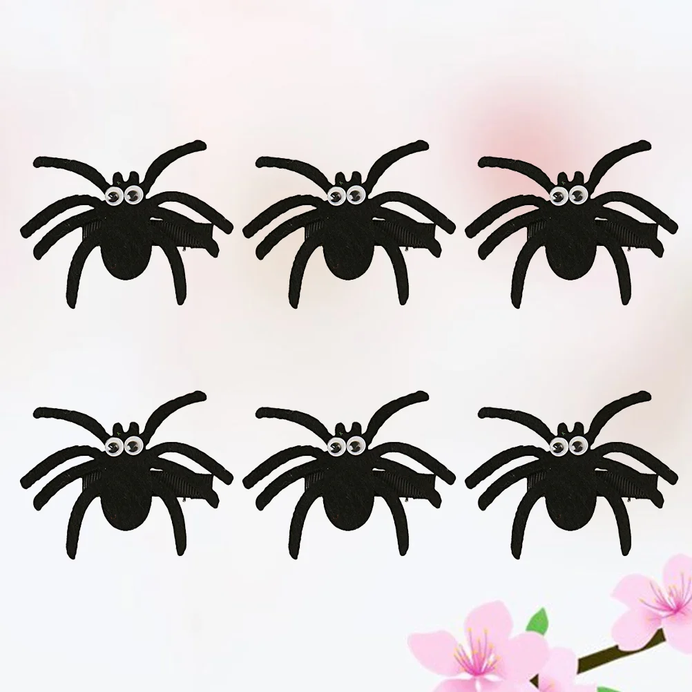

6pcs Funny Hair Spoof Black Spider Hair Barrettes Party Props Dress Hair Ornament Spider Hair Clips Hair Accessories for Kids