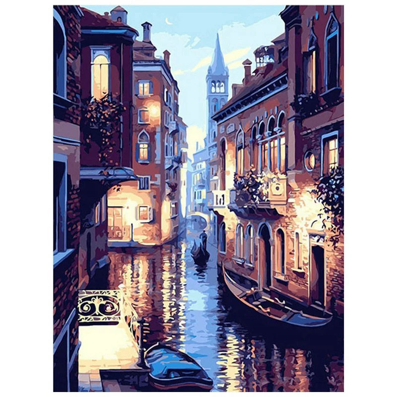 

Картина с алмазной вышивкой Венеция ночное видение Алмазная краска полный семейный Декор 01