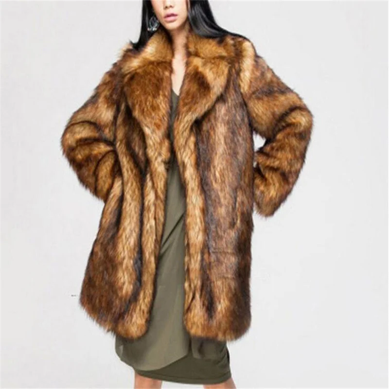 Autumn faux mink leather jacket womens brown coats winter thicken warm fur leather coat women slim jackets fashion  6XL