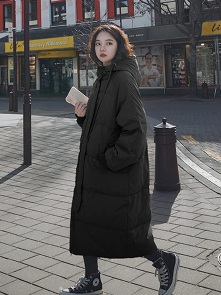 2022 Down Jacket Women Long Hooded Warmth Parkas Coat Female Winter Loose Size Jackets Thick Windproof Clothes