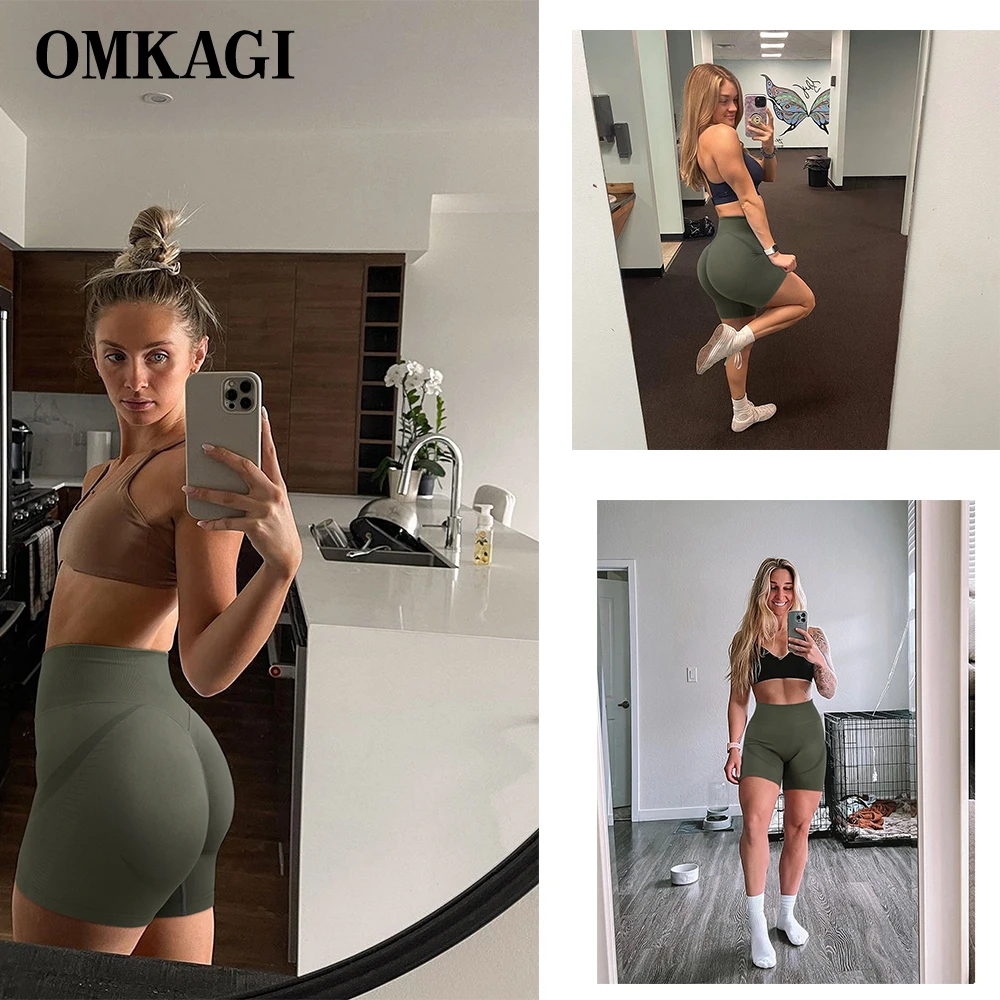 OMKAGI Высокая талия Йога Спортивные шорты женские летние разделяющий ягодицы