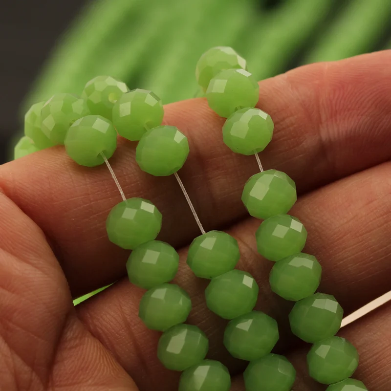

Rondelle Faceted Czech Crystal Glass Green Color 3mm 4mm 6mm 8mm 10mm 12mm Loose Spacer Beads for Jewelry Making DIY