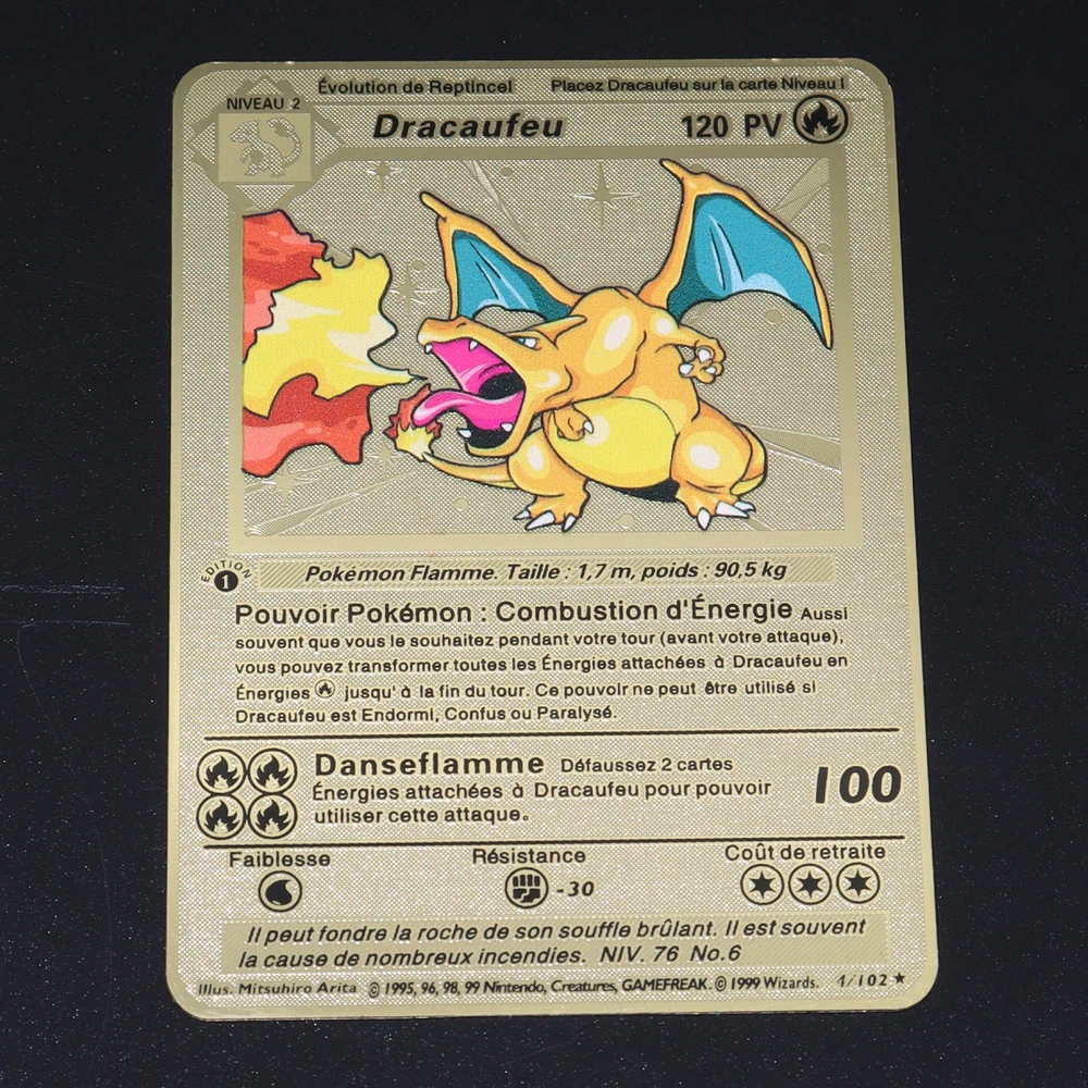 

New Pokemon Metal Shiny Cards GX Charizard Mewtwo Pikachu Metal Cards EX Game Anime Gold Pack Collection Toys for Children Gift
