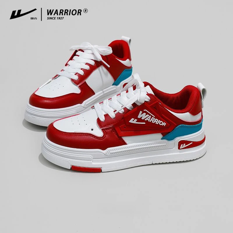 

Warrior Fashion Low Top Women Shoes 2023 Thick Sole Casual Sneakers Walking Pu Leather Sewing Matching Trainers Star Same