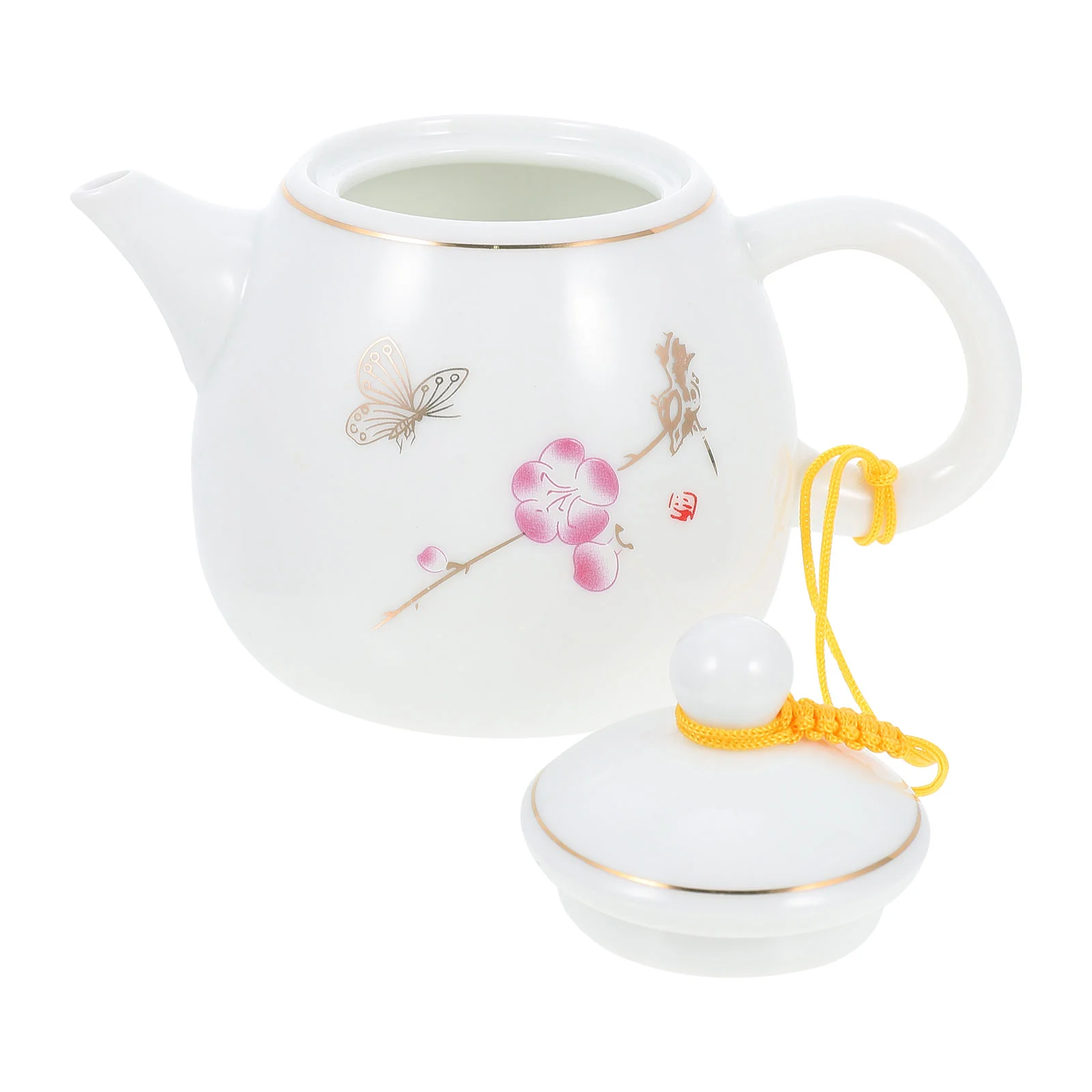 

Hotel Hot Tea Server Chinese Style Tea Maker Decorative Ceramic Teapot (White)