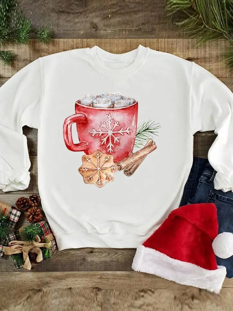 

Акварельные зимние трендовые свитшоты на Рождество и новый год, модная женская одежда для Счастливого праздника с принтом, графические пул...