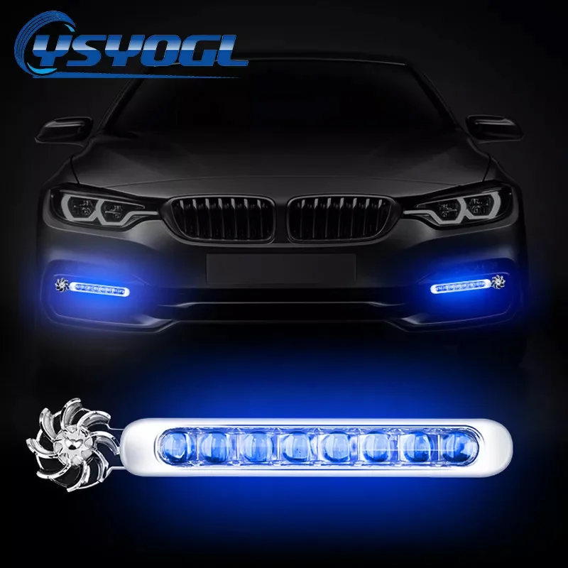 

Wind Powered LED Car Light DRL Running Lights Headlight Lamp Auto Daylight Wind Energy Without Wiring Safety Warning Stickers