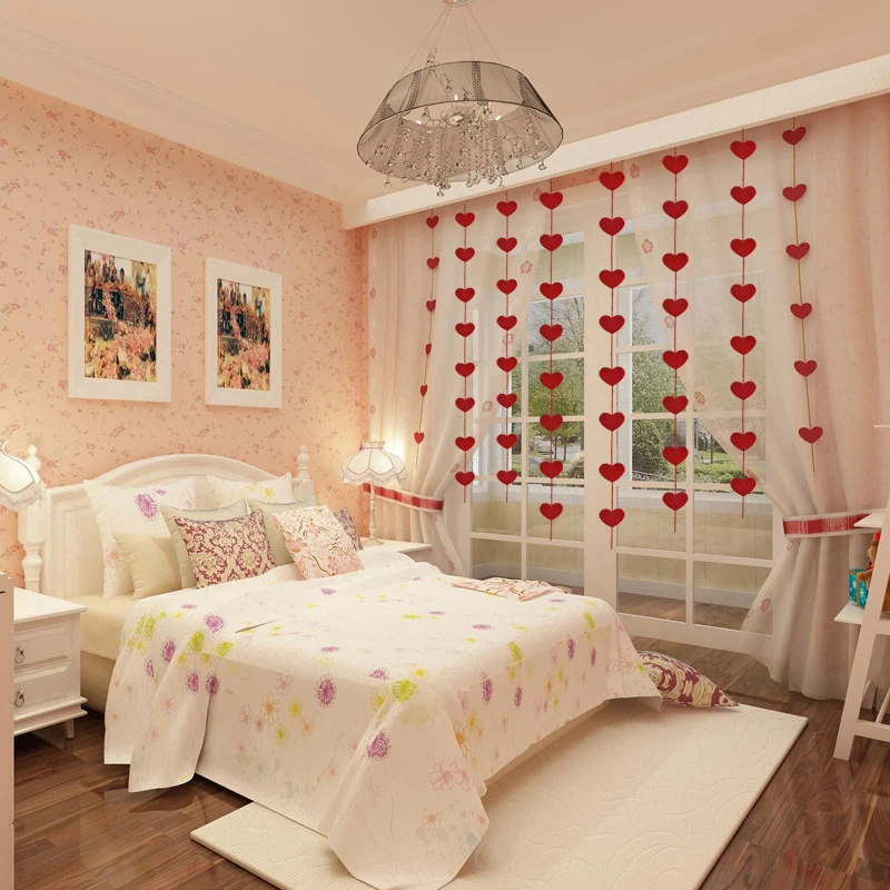 

16pcs Romantic Red Heart Garland Valentines Day Mariage Wedding Decoration Diy Bedroom Hanging String Room Decor Love
