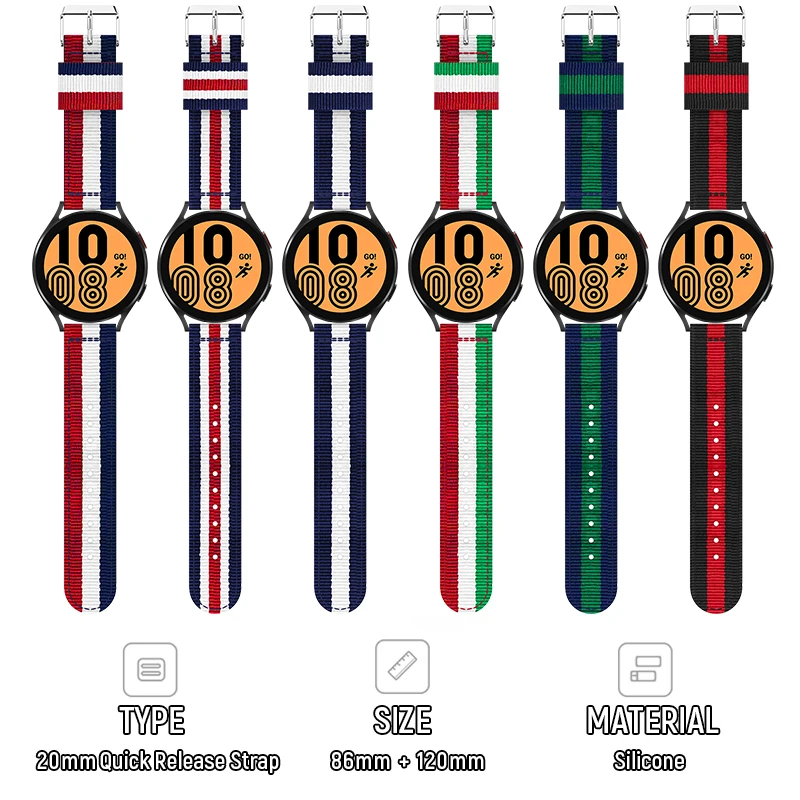 Nylon Strap For Samsung Galaxy Watch 4 40mm / 44mm Smartwatch Replacement Band Quick Release Woven Bracelet Accessories