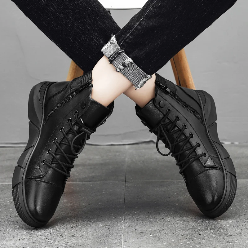 

Outdoor Fashion Black Martin Boots Lace-up Platform Boots Round Toe Man Shoes Motorcycle Boots Casual Sneakers Men Free Shipping
