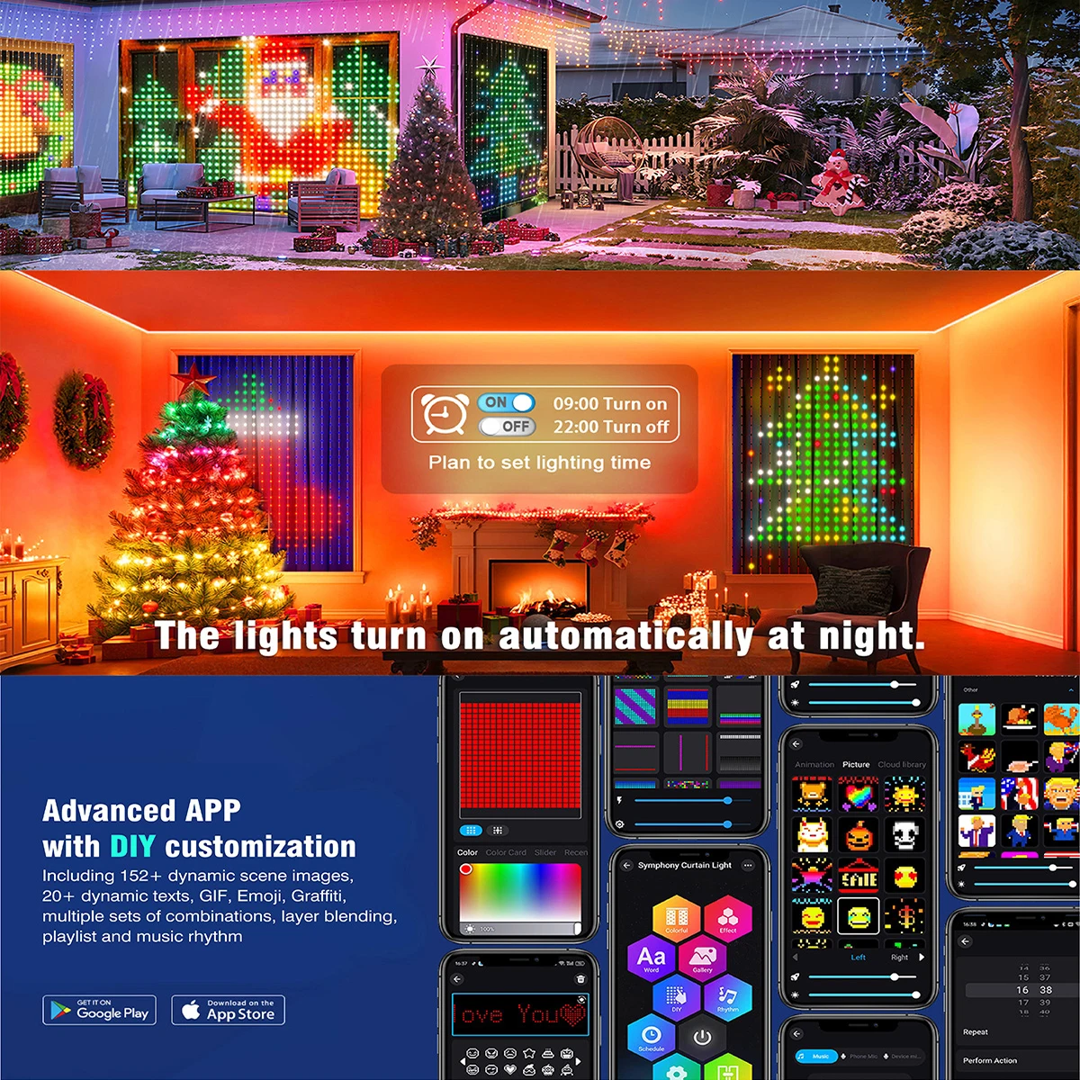 RGBIC светильник для штор USB-разъем пульт дистанционного управления светодиодный