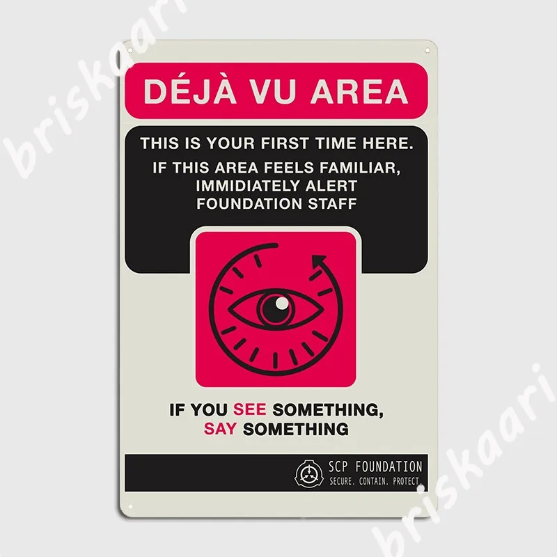

Scp DEJA Vu предупредительный плакат металлическая табличка для кинотеатра, роспись гаража, проектирование оловянного знака, плакаты