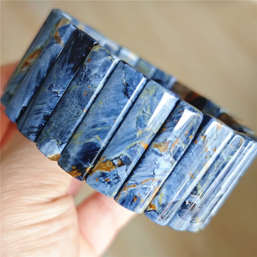 Натуральный синий Питерсит Chatoyant браслет 31x8 мм ювелирные изделия прямоугольник