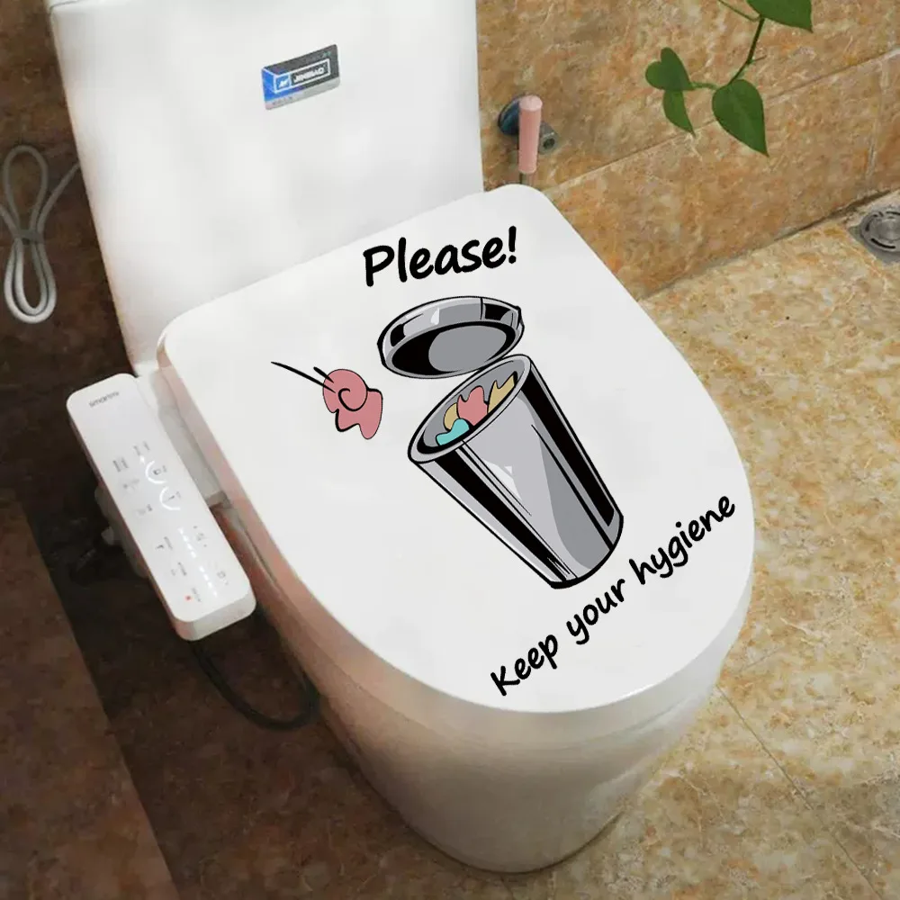 

PVC Self-adhesive Toilet Stickers Garbage Bin Tips Stickers Toilet Waterproof Stickers