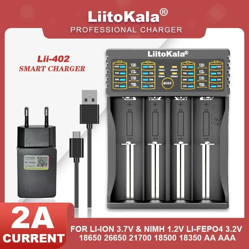 Зарядное устройство Liitokala Lii-202 Lii-402 1 2 В 3 7 18650