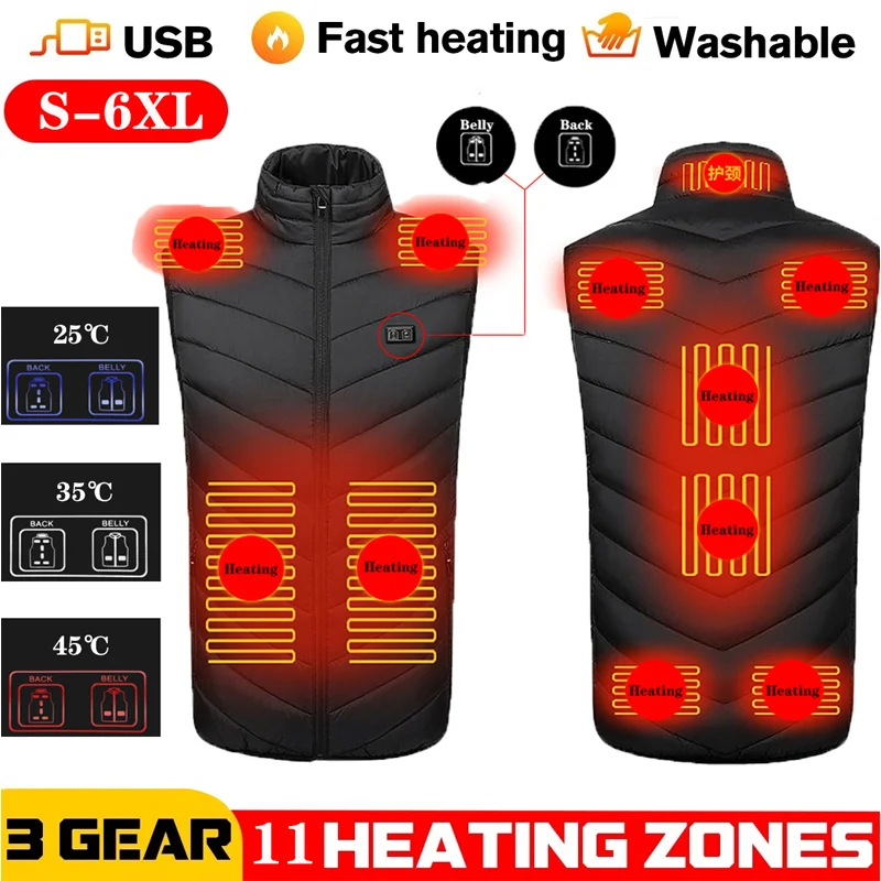 

Smart Heated Jacket USB Heating Vest Winter Thermal Clothing Men’s Electric Waistcoat For Outdoor Sports Hiking Cycling Hunting