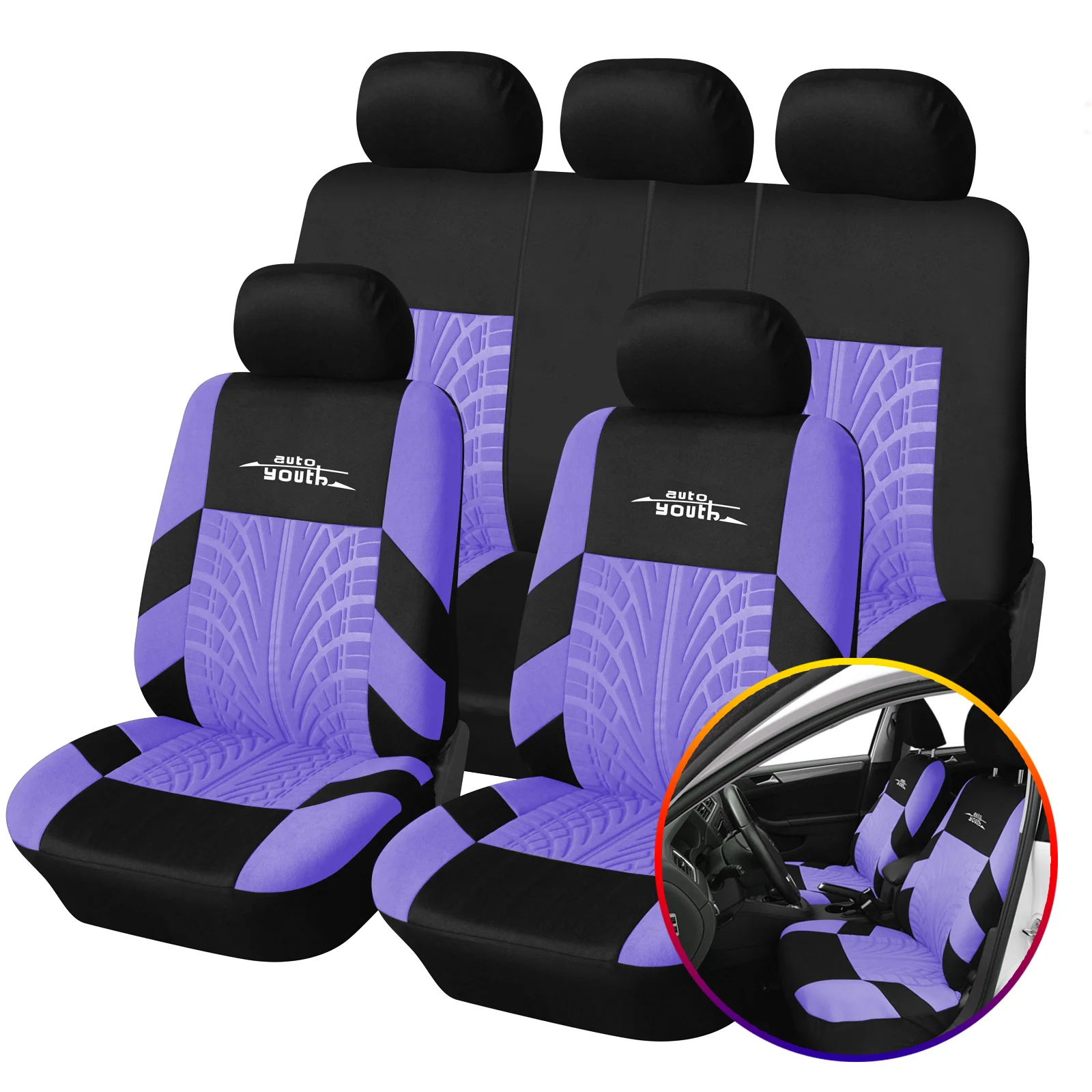 

Universal Car Seat Cover Purple Polyester Fabric Protect Seat Covers Fashionable Decoration of Noble Purple Seat Cover